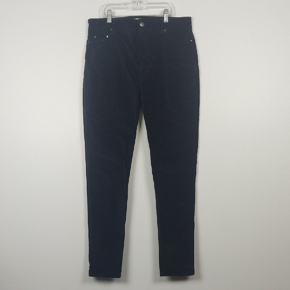 Blue Velvet Pants Hobb's London Slim Straight High Rise Luxe Casual US 8